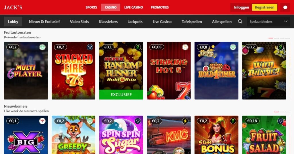 casino lobby screenshot voor jack's casino online review