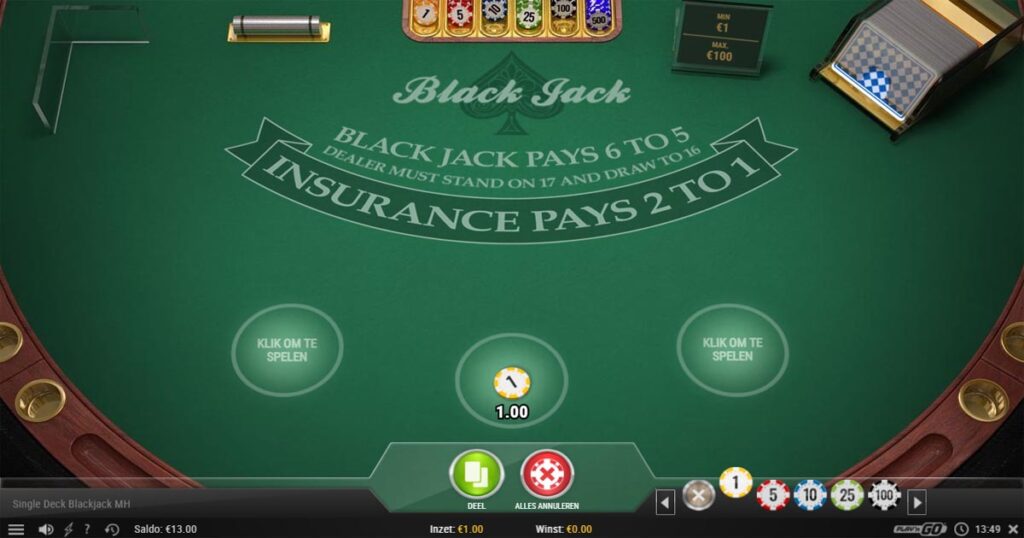 blackjack tafelspel base game