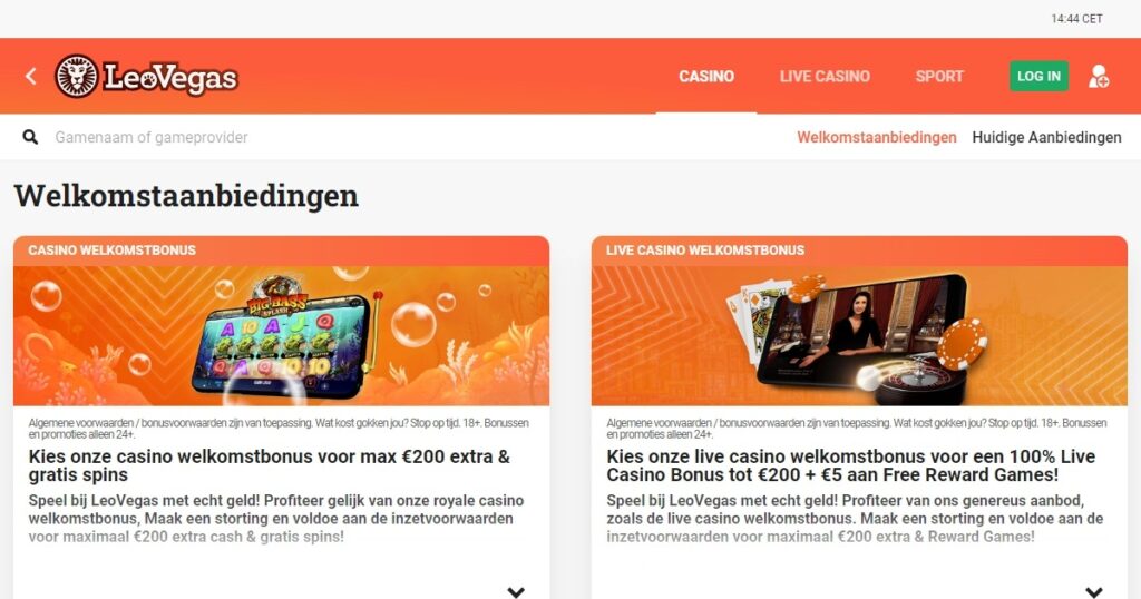 LeoVegas welkomstbonus aanbod